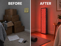 Red Light Therapy Panel Built for Daily Wellness, 630-850nm Wavelengths, 300 LED Array, Touchscreen Control — Before & After